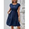 image:imageSHEWIN Women Summer Casual Mini Dress Lightweight Textured Boho Sundress with Pocket 2026Navy Blue