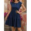 image:imageSHEWIN Women Summer Casual Mini Dress Lightweight Textured Boho Sundress with Pocket 2026Navy Blue