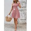 image:imageSHEWIN Women Summer Casual Mini Dress Lightweight Textured Boho Sundress with Pocket 2026Pink