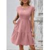 image:imageSHEWIN Women Summer Casual Mini Dress Lightweight Textured Boho Sundress with Pocket 2026Pink