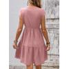 image:imageSHEWIN Women Summer Casual Mini Dress Lightweight Textured Boho Sundress with Pocket 2026Pink