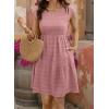 image:imageSHEWIN Women Summer Casual Mini Dress Lightweight Textured Boho Sundress with Pocket 2026Pink