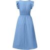 image:imageSHEWIN Women Summer Elegant Ruffle Sleeve Dress Semi Formal Boho Outfits 2026Blue