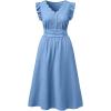 image:imageSHEWIN Women Summer Elegant Ruffle Sleeve Dress Semi Formal Boho Outfits 2026Blue
