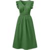 image:imageSHEWIN Women Summer Elegant Ruffle Sleeve Dress Semi Formal Boho Outfits 2026Green