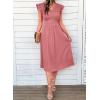 image:imageSHEWIN Women Summer Elegant Ruffle Sleeve Dress Semi Formal Boho Outfits 2026Pink