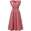 image:imageSHEWIN Women Summer Elegant Ruffle Sleeve Dress Semi Formal Boho Outfits 2026Pink