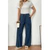 image:imageSHEWIN Women WashedOut Effect Fabric Pants Stretchy Wide Leg Trousers 2026Blue