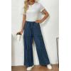 image:imageSHEWIN Women WashedOut Effect Fabric Pants Stretchy Wide Leg Trousers 2026Blue