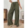 image:imageSHEWIN Women WashedOut Effect Fabric Pants Stretchy Wide Leg Trousers 2026Green