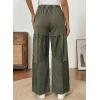 image:imageSHEWIN Women WashedOut Effect Fabric Pants Stretchy Wide Leg Trousers 2026Green