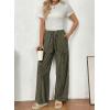 image:imageSHEWIN Women WashedOut Effect Fabric Pants Stretchy Wide Leg Trousers 2026Green