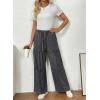 image:imageSHEWIN Women WashedOut Effect Fabric Pants Stretchy Wide Leg Trousers 2026Grey