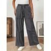 image:imageSHEWIN Women WashedOut Effect Fabric Pants Stretchy Wide Leg Trousers 2026Grey