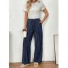 image:imageSHEWIN Women WashedOut Effect Fabric Pants Stretchy Wide Leg Trousers 2026Navy Blue