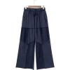 image:imageSHEWIN Women WashedOut Effect Fabric Pants Stretchy Wide Leg Trousers 2026Navy Blue