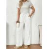 image:imageSHEWIN Women WashedOut Effect Fabric Pants Stretchy Wide Leg Trousers 2026White