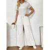 image:imageSHEWIN Women WashedOut Effect Fabric Pants Stretchy Wide Leg Trousers 2026White