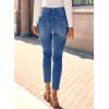image:imageSHEWIN Womens High Waisted Skinny Jeans Stretchy Trendy Slimming Jeggings Buttons Full Length Denim Pants with PocketsDusk Blue