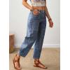 image:imageSHEWIN Womens Washed High Rise Barrel Jeans Elastic Waist Cropped Tapered Balloon Denim Ankle PantsAshleigh Blue