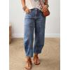image:imageSHEWIN Womens Washed High Rise Barrel Jeans Elastic Waist Cropped Tapered Balloon Denim Ankle PantsAshleigh Blue
