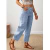 image:imageSHEWIN Womens Washed High Rise Barrel Jeans Elastic Waist Cropped Tapered Balloon Denim Ankle PantsBeau Blue