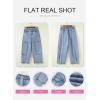 image:imageSHEWIN Womens Washed High Rise Barrel Jeans Elastic Waist Cropped Tapered Balloon Denim Ankle PantsBeau Blue