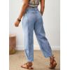 image:imageSHEWIN Womens Washed High Rise Barrel Jeans Elastic Waist Cropped Tapered Balloon Denim Ankle PantsBeau Blue