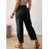 image:imageSHEWIN Womens Washed High Rise Barrel Jeans Elastic Waist Cropped Tapered Balloon Denim Ankle PantsBlack