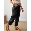image:imageSHEWIN Womens Washed High Rise Barrel Jeans Elastic Waist Cropped Tapered Balloon Denim Ankle PantsBlack