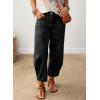 image:imageSHEWIN Womens Washed High Rise Barrel Jeans Elastic Waist Cropped Tapered Balloon Denim Ankle PantsBlack