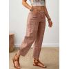 image:imageSHEWIN Womens Washed High Rise Barrel Jeans Elastic Waist Cropped Tapered Balloon Denim Ankle PantsRust Brown