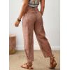 image:imageSHEWIN Womens Washed High Rise Barrel Jeans Elastic Waist Cropped Tapered Balloon Denim Ankle PantsRust Brown
