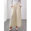 image:imageSHEWIN Womens Wide Leg Dress Palazzo Pants Elastic High Waisted Pleated Slacks Flowy Long Work Business Casual TrousersApricot