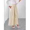 image:imageSHEWIN Womens Wide Leg Dress Palazzo Pants Elastic High Waisted Pleated Slacks Flowy Long Work Business Casual TrousersApricot