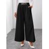 image:imageSHEWIN Womens Wide Leg Dress Palazzo Pants Elastic High Waisted Pleated Slacks Flowy Long Work Business Casual TrousersBlack