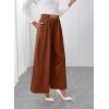image:imageSHEWIN Womens Wide Leg Dress Palazzo Pants Elastic High Waisted Pleated Slacks Flowy Long Work Business Casual TrousersRed Brown
