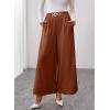 image:imageSHEWIN Womens Wide Leg Dress Palazzo Pants Elastic High Waisted Pleated Slacks Flowy Long Work Business Casual TrousersRed Brown