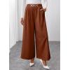 image:imageSHEWIN Womens Wide Leg Dress Palazzo Pants Elastic High Waisted Pleated Slacks Flowy Long Work Business Casual TrousersRed Brown