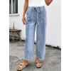 image:imageSHEWIN Womens Wide Leg Jeans High Waisted Baggy Jeans Stretchy Drawstring Denim PantsBeau Blue