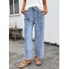 image:imageSHEWIN Womens Wide Leg Jeans High Waisted Baggy Jeans Stretchy Drawstring Denim PantsBeau Blue