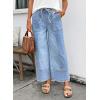 image:imageSHEWIN Womens Wide Leg Jeans High Waisted Baggy Jeans Stretchy Drawstring Denim PantsBeau Blue