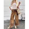 image:imageSHEWIN Womens Wide Leg Jeans High Waisted Baggy Jeans Stretchy Drawstring Denim PantsChestnut