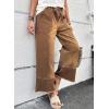 image:imageSHEWIN Womens Wide Leg Jeans High Waisted Baggy Jeans Stretchy Drawstring Denim PantsChestnut