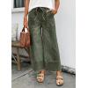 image:imageSHEWIN Womens Wide Leg Jeans High Waisted Baggy Jeans Stretchy Drawstring Denim PantsDuffel Green