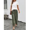 image:imageSHEWIN Womens Wide Leg Jeans High Waisted Baggy Jeans Stretchy Drawstring Denim PantsDuffel Green