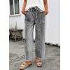 image:imageSHEWIN Womens Wide Leg Jeans High Waisted Baggy Jeans Stretchy Drawstring Denim PantsGray