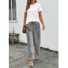 image:imageSHEWIN Womens Wide Leg Jeans High Waisted Baggy Jeans Stretchy Drawstring Denim PantsGray