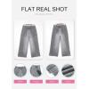 image:imageSHEWIN Womens Wide Leg Jeans High Waisted Baggy Jeans Stretchy Drawstring Denim PantsGray