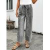 image:imageSHEWIN Womens Wide Leg Jeans High Waisted Baggy Jeans Stretchy Drawstring Denim PantsGray